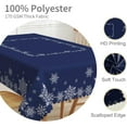 thumbnail image 3 of 60x84inches Christmas Tablecloth Navy Blue and White Snowflakes Decorative Table Cloth Washable and Reusable Fabric Table Cover for Kitchen Dining Winter Holiday Xmas New Year Party Decor, 3 of 7
