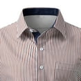 thumbnail image 2 of Felirenzacia George Men's Dress Shirt, Classic Striped Long Sleeve Shirt for Work with Chest Pocket,Khaki,M, 2 of 5