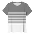 thumbnail image 6 of yillto Womens Striped Blouse Casual Color Block Loose Short Sleeve Round Neck Summer Shirts Outfits, 6 of 7