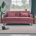 thumbnail image 2 of Tcbosik 68.9" Chenille Loveseat with Pillows, 2-Seater Couch with Wood Legs, Upholstered Sofa for Living Room, Bedroom, Wine Red, 2 of 9