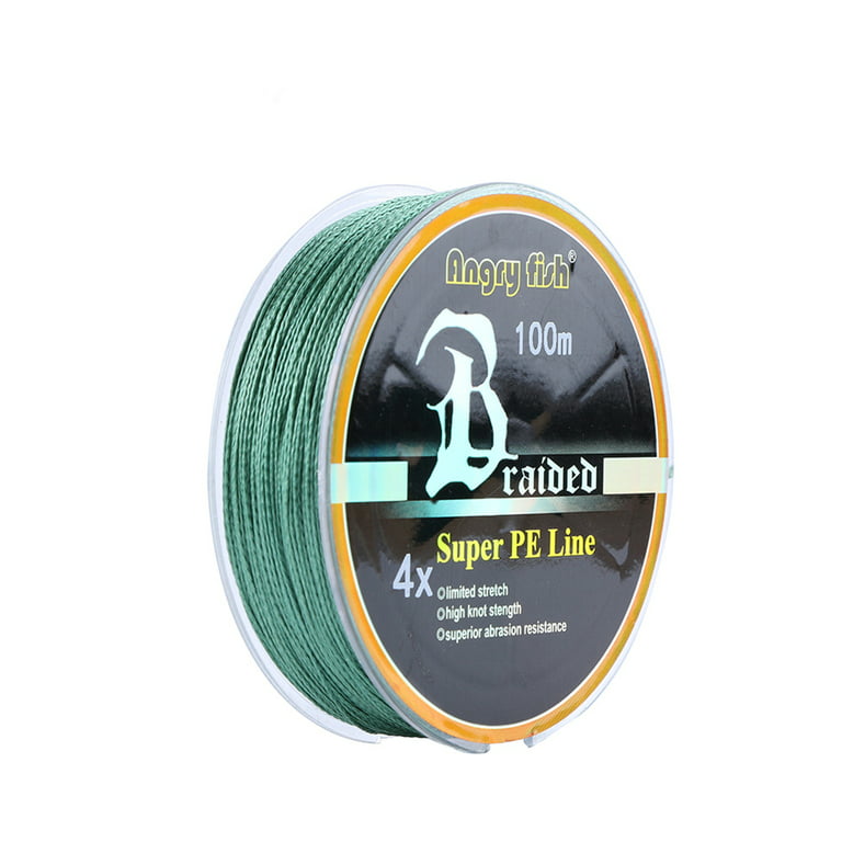 ANGRYFISH Diominate PE Line 4 Strands Braided 100m/109yds Super Strong Fishing  Line 10LB-80LB Dark Green 