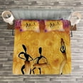 thumbnail image 3 of Ambesonne African Quilted Bedspread Set 3 Pcs, Native Women Dancing, King Size, Tan Purple, 3 of 3
