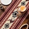 thumbnail image 2 of Red Beige Boho Cotton Linen Table Runner for Dining Kitchen, Vintage Abstract Art Ethnic Tribe Wedding Outdoor Party Tablerunners Decoration, Dresser Scarf Coffee Tablecloth Runners 13x60 Inches, 2 of 8