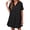 Black, variant on Summer Short Sleeve Solid Collared Button Down A Line Casual Loose Mini Shirt Dress