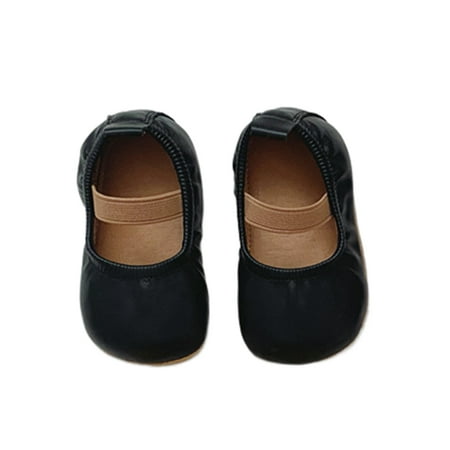 

Colisha Baby Girls Crib Shoes Rubber Soft Sole Loafers Closed Toe Flats Walking Elastic First Walker Shoe Slip On Black 12-18 months