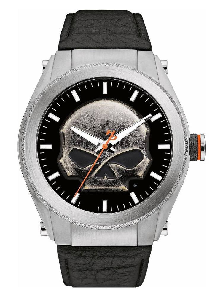 HarleyDavidson Men's MultiLayer Willie G Skull Medallion Watch