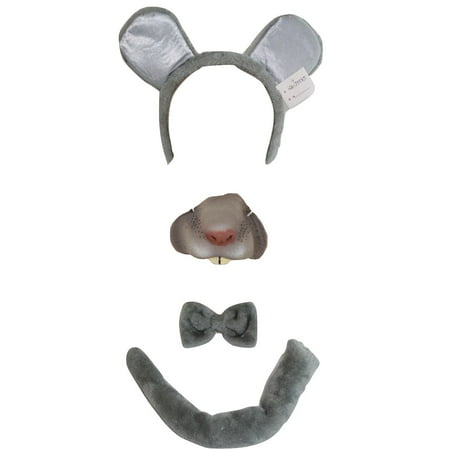 Mouse Animal Kit Mini Nose Mask Ears Headband Tail Bowtie Costume Accessory Set