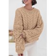 thumbnail image 3 of PRETTYGARDEN Womens Sweaters Spring 2025 Cable Knit Long Sleeve Crewneck Oversized Sweater Chunky Pullover Loose Outfits, 3 of 7