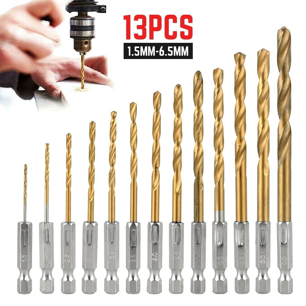 Twist Drill Bit Set 15-Piece Round Handle SAE HSS Perfect For Wood Plastic Metal With Plastic Box 