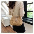 thumbnail image 1 of Bolso de hombro para mujer, bolso de paja, bolso cruzado de tejido de verano, bolso de playa (caqui), 1 of 7