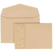 JAM Paper Wedding Invitation Set, Small, 3 3/8 x 4 3/4, Ivory Card with Ivory Envelope Falling Leaves Ribbon, 100/pack
