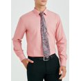 thumbnail image 6 of HISDERN Dress Shirts for Men Casual Button Down Long Sleeve Wedding Shirt Tie Set with Pocket Pink, 6 of 8