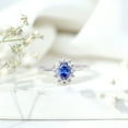 thumbnail image 4 of Rosec Jewels Oval Created Blue Sapphire Ring with Diamond Halo, Princess Diana Inspired Ring, 925 Sterling Silver, US 10.00, 4 of 9