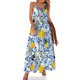 thumbnail image 1 of Vestido con estampado de frutas, hojas verdes, sexy, maxivestido con escote en V, informal, largo, con tirantes, moda coreana, vestido oversize, 1 of 7
