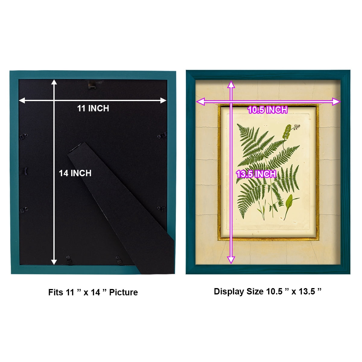 Fern with Crackle Mat (H) IV - Framed Print w/glass - Ocean Blue
