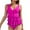Hot Pink, variant on Ohufall One Piece Swimsuits for Women Solid Color Ruffle Backless Swimsuits Push Up High Waisted Monokini Bathing Suits