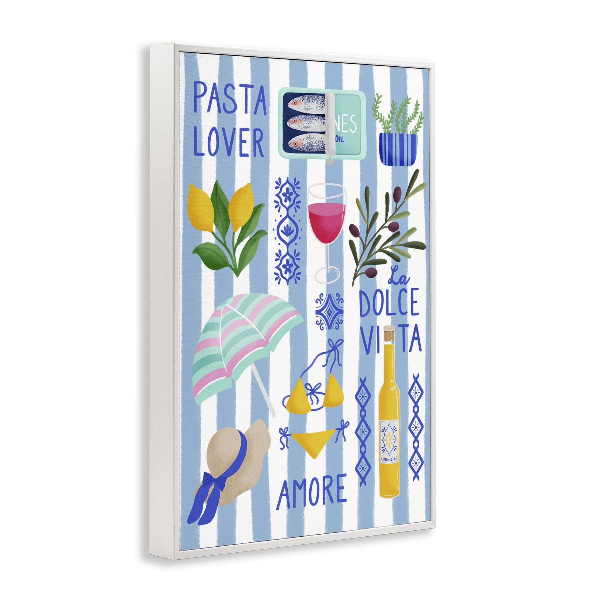Stupell Industries Pasta Lover Mediterranean White Framed Giclee Art, design by Metka Hiti