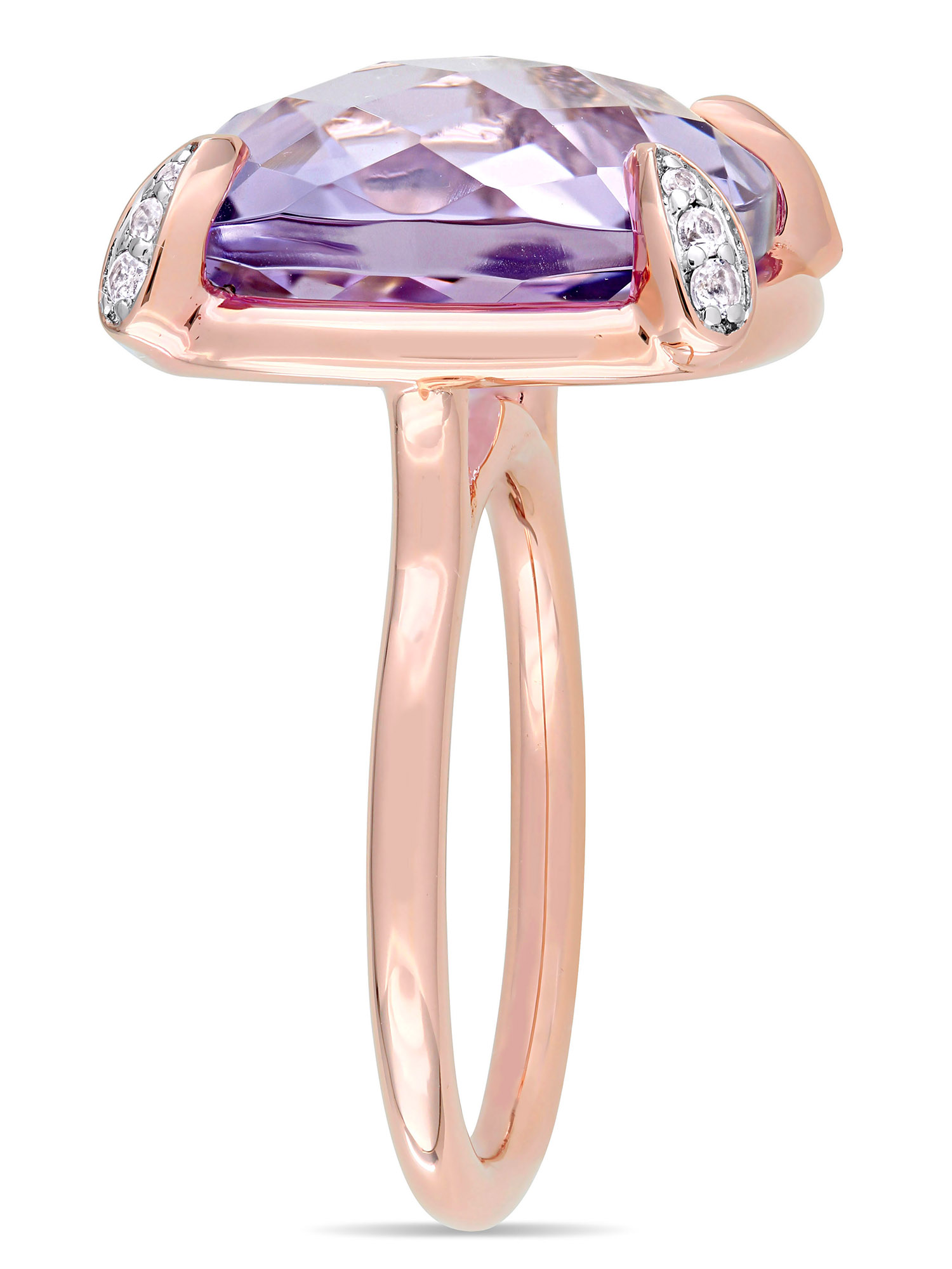 15-1/8 Carat T.G.W. Rose de France and White Sapphire 14kt Rose Gold Cocktail Ring - image 3 of 7