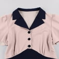 thumbnail image 4 of 2025 Women's Vintage Contrast Collar Dresses Elegant Formal Swing Dress Short Sleeve Party Cocktail Dresses, 4 of 7