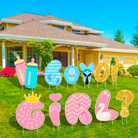 Gender Reveal Yard Signs with Stakes, Gender Reveal Party Decorations - Boy Or Girl Yard Sign Lawn Letters, Gender Reveal Welcome Sign for Baby Gender Reveal Decorations