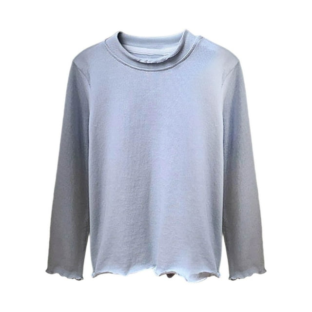 Girls Long Sleeve Solid Basic Tee Soft Comfortable Casual Top For Toddler Kids Winter Fall Layering