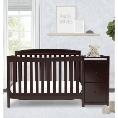 Delta Children Mason Convertible 6-in-1 Baby Crib and Changer, Dark Chocolate
