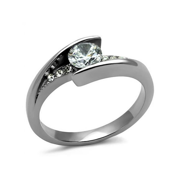 Women's .87 Ct Round Cut Cubic Zirconia, Stainless Steel Engagement Ring Size 9