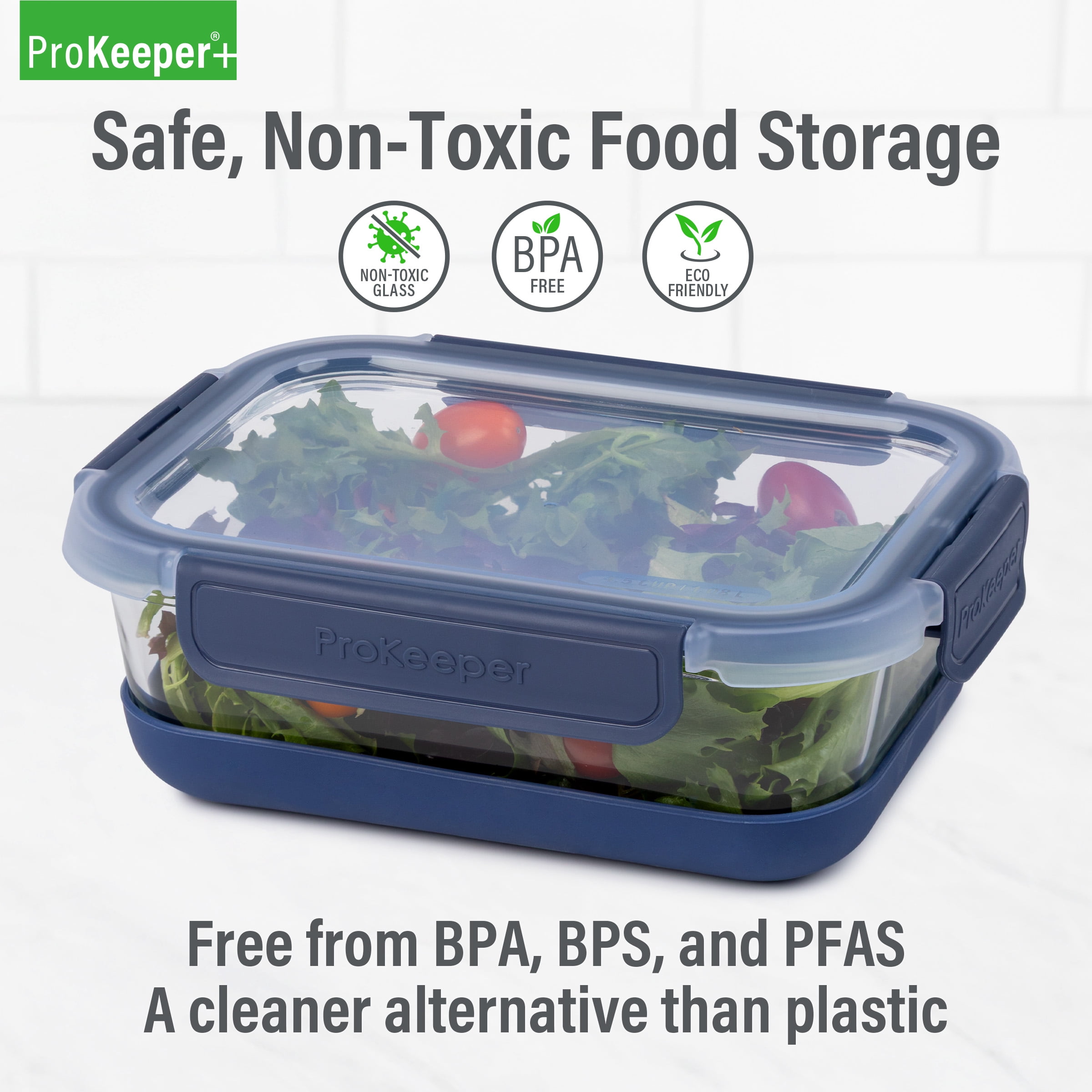 (2 pack) Prokeeper+ 4.5 Cup Glass Food Storeage Container with Silicone Base, Designed to Help with Pantry Storage and Everyday Organization