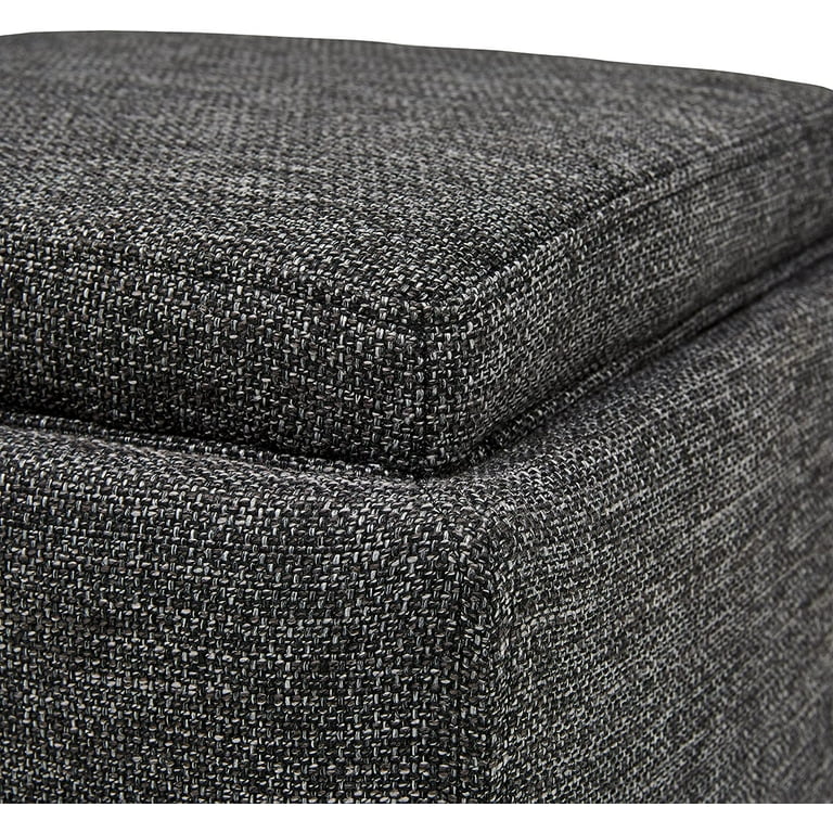 Brand Ross Modern Tweed Lift Top Storage Ottoman Pouf 17.7