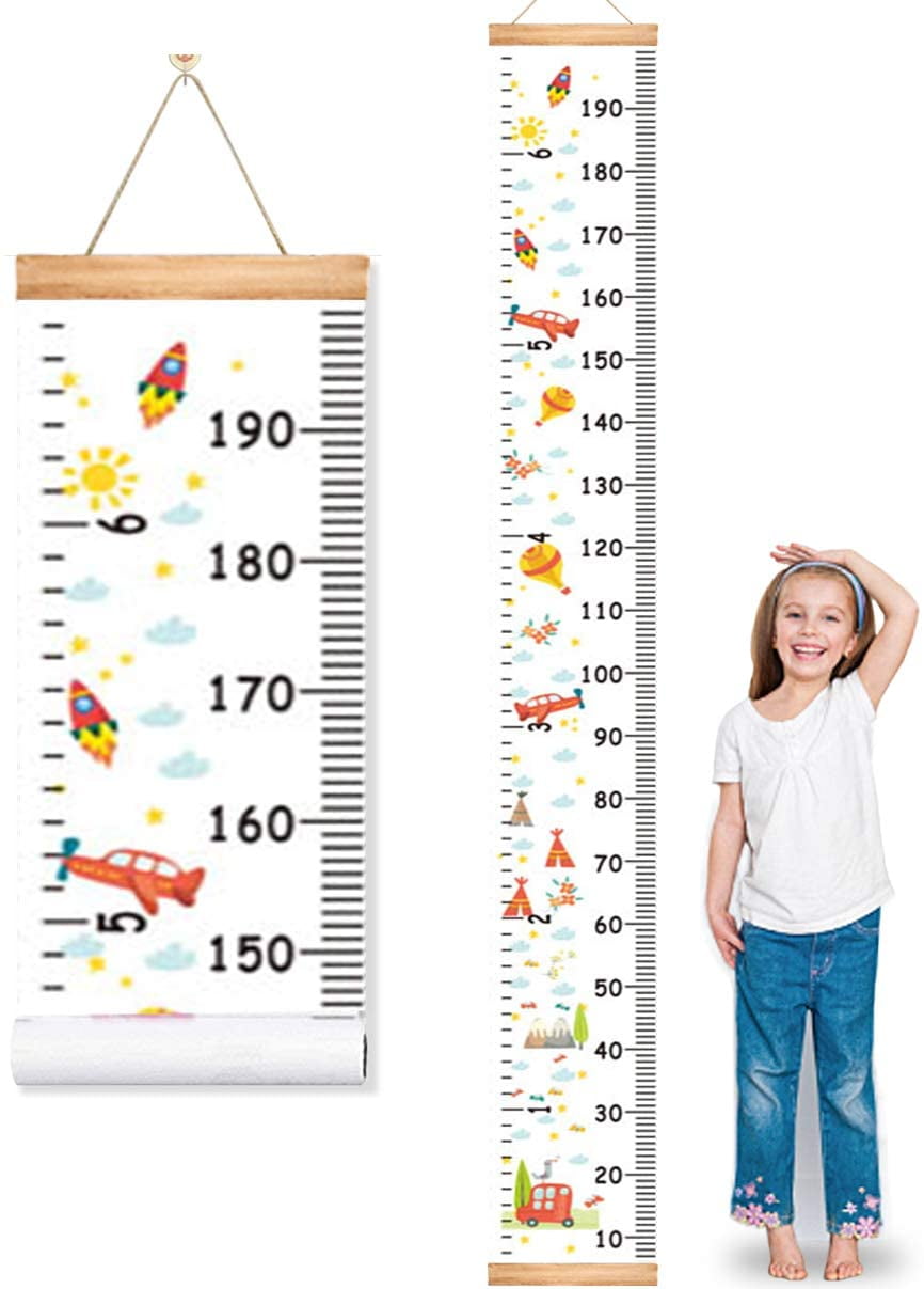 Beinou Wall Height Chart Growth Chart for Kids Wooden Wall Ruler 7.9'' x 79'' 