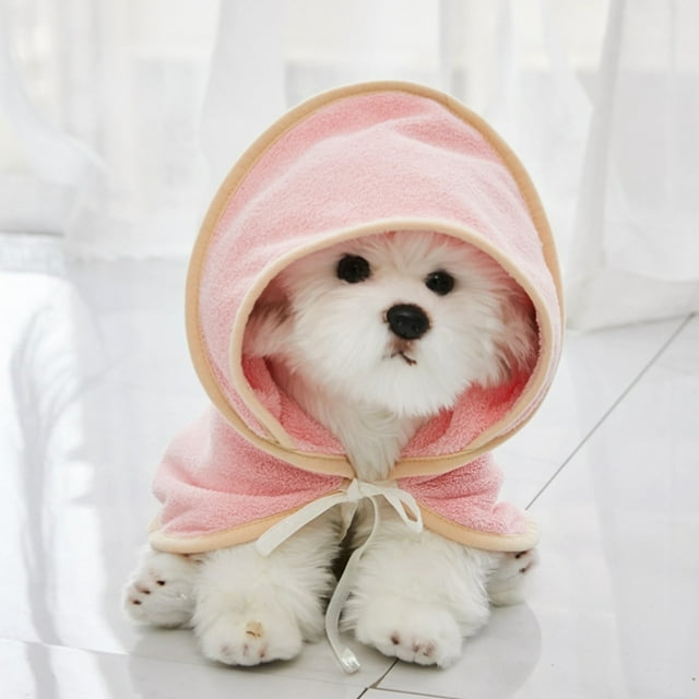 Microfiber Pet Bathrobe, Super Absorbent Quick-drying Towel for Dogs, Cats, Bath Time, Grooming, Pink, 1 Pc, by Ihhxbs