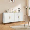 thumbnail image 3 of Gzxs Accent Cabinet with 4 Doors, Modern Sideboard Buffet Storage Cabinet w/ Golden Metal Legs and Handles, for Living Room, Kitchen, Office, and Hallway, Antique White, 3 of 9