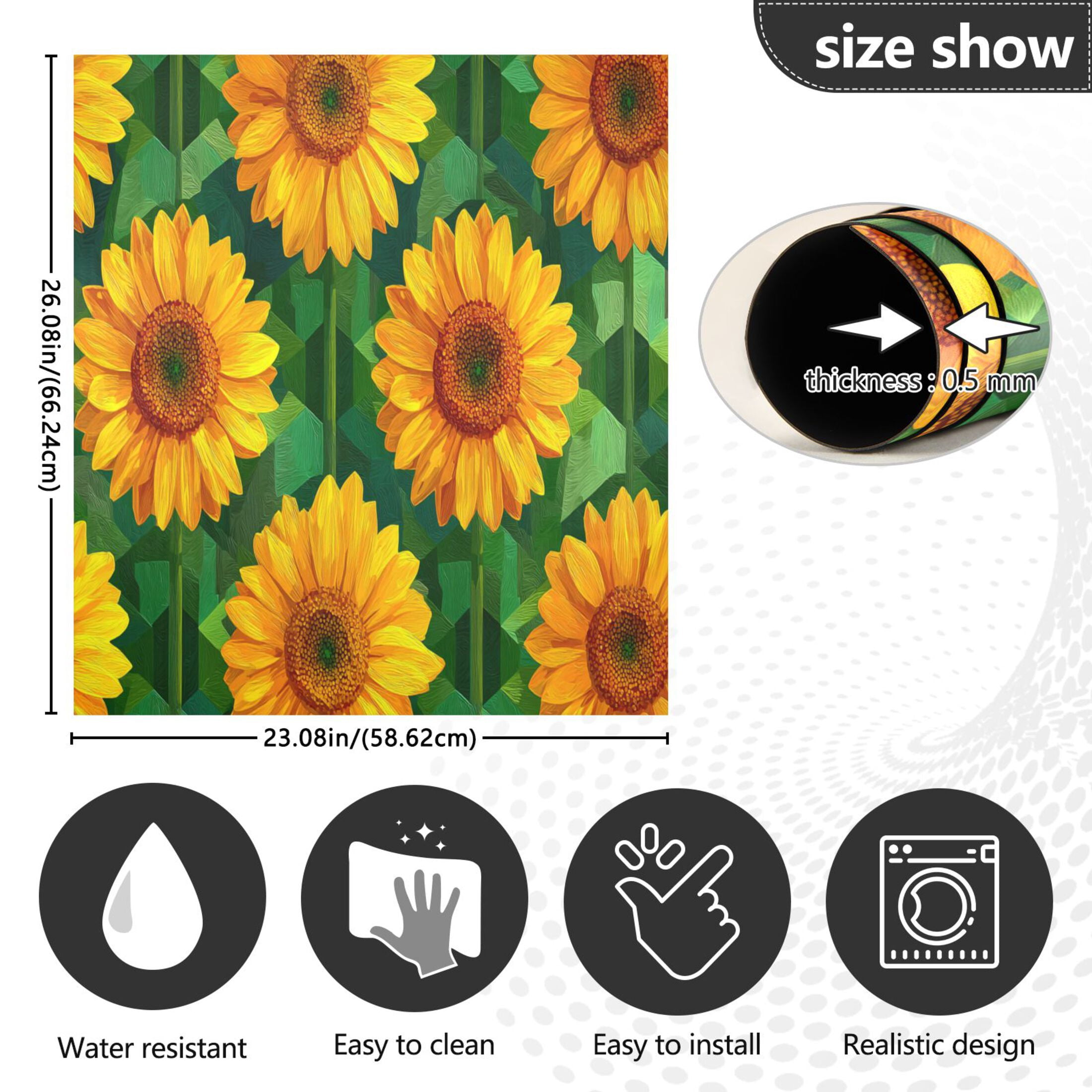 Dishwasher Magnetic Refrigerator Magnet Cover Sticker Home Decorative 23"x26" Oil Sunflower Pattern