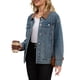 thumbnail image 4 of Abrigo de mujer INSPIRE CHIC, chaqueta de mezclilla con cuello de pana, mangas largas, abotonado, estilo western, chaquetas de jean, talla XL, azul retro, 4 of 6