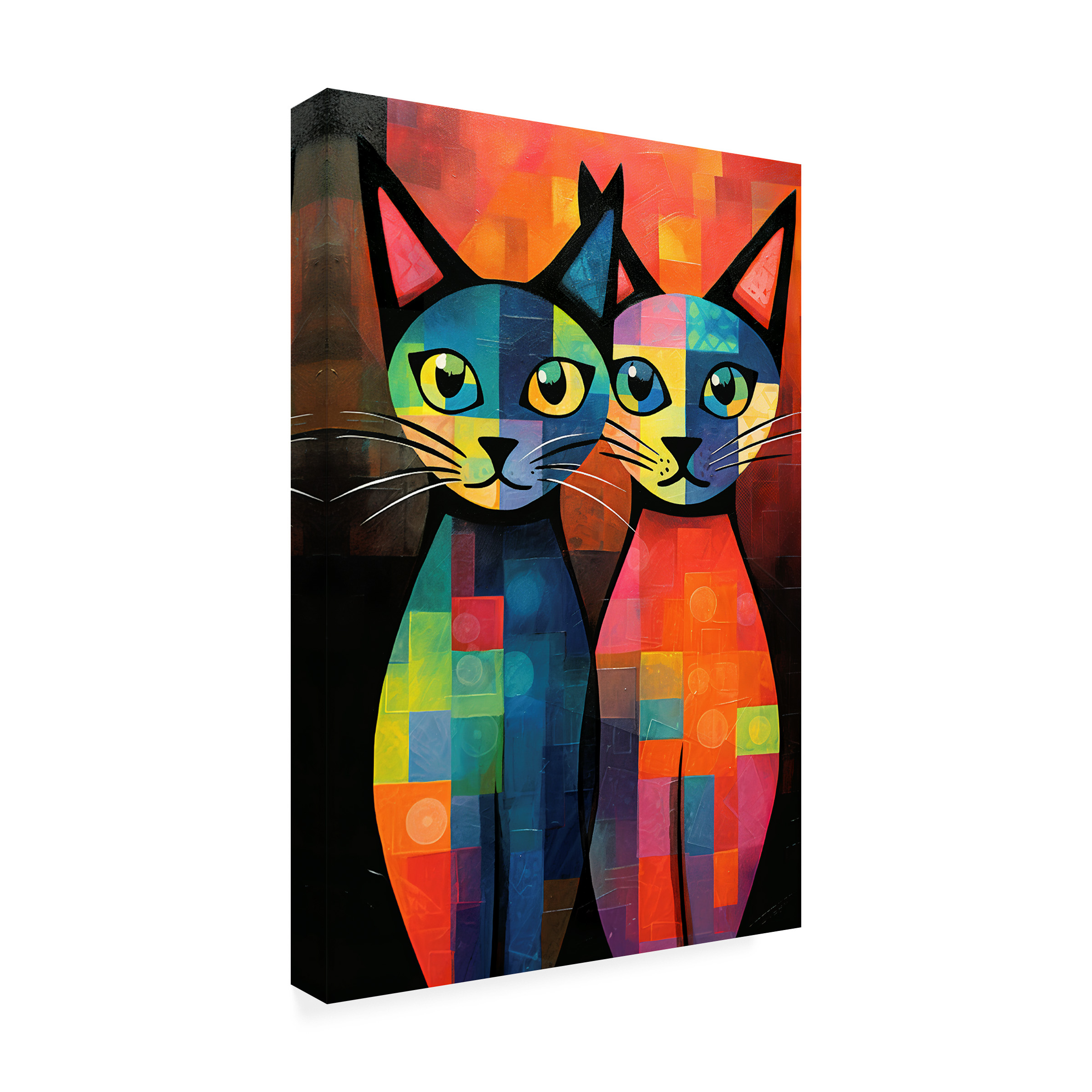 Canvas Wall Art - Ray Heere 'Colorful Cat 8' Wall Art for Living Room, Bedroom, or Office Décor by Trademark Fine Art - 16 x 24 Inches