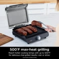 thumbnail image 3 of CvNinja GR101 Sizzle Smokeless Indoor Grill & Griddle, 14'' Interchangeable Nonstick Plates, Dishwasher-Safe Removable Mesh Lid, 500F Max Heat, Even Edge-to-Edge Cooking, Grey/Silver, 3 of 9