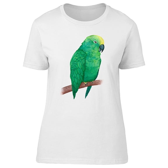 Cute Green Watercolor Parrot Tee Women's -Image by Shutterstock
