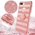 thumbnail image 3 of iPhone 8 Plus Case,iPhone 7 Plus Case Phone Case Girls Women Kickstand, Cute Bling Diamond Rhinestone Bumper Ring Stand Protective Pink iPhone 8 Plus/ 7 Plus - Rose Gold Stripe, 3 of 6