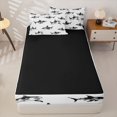 thumbnail image 4 of Homewish Cartoon Sealife Kids Zipper Full Size Comforter Sets with Fitted Sheet and 2 Pillowcases, Ocean Shark Zipper Bedding Set, Black Reversible, 4-Piece, 4 of 6