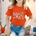 thumbnail image 2 of Girls T Shirts Kid Girls Easter Cute Graphic Round Neck Short Sleeve Tee Summer Casual T Shirt Toddler T Shirts Orange 10 Years-11 Years, 2 of 4