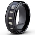 thumbnail image 2 of 9MM Black Ceramic Wedding Band Ring with Real Zebra Wood Inlay, Comfort Fit,, 2 of 4