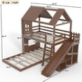 thumbnail image 2 of Harper & Bright Designs Twin over Full House Bunk Bed with Wardrobe and Storage Shelves, Wood Bunk Bed Frame with Ladders and Slides, Antique Natural, 2 of 14