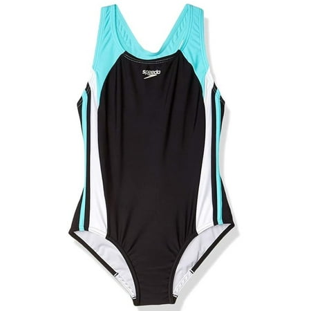 Speedo Girl's Swimsuit One Piece Infinity Splice Thick Strap Size 14