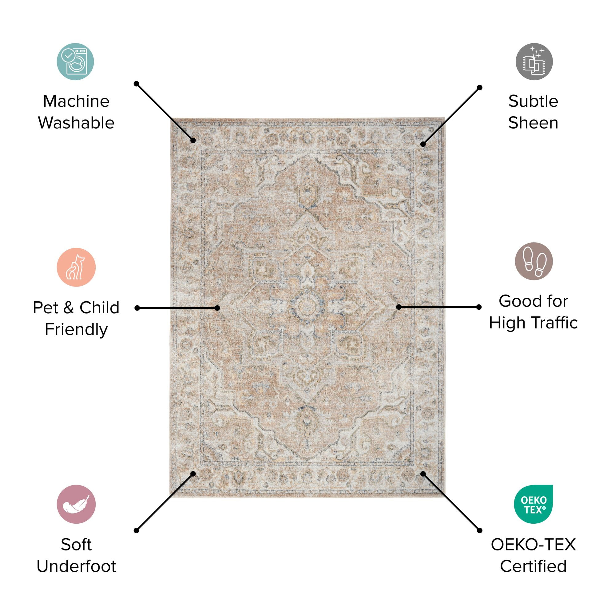Nourison Astra Machine Washable 2'2" x 12' Denim Multicolor Vintage Indoor Flatweave Rug