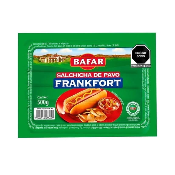 Salchicha de pavo Bafar frankfort 500 g