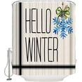 thumbnail image 3 of Polyester Fabric Hello Winter Shower Curtain, Xmas Blue Winter Snowflake Black Striped, Waterproof Bathtub Curtain Bathroom Decor Set with Hooks 66 x 72 Inches,, 3 of 6