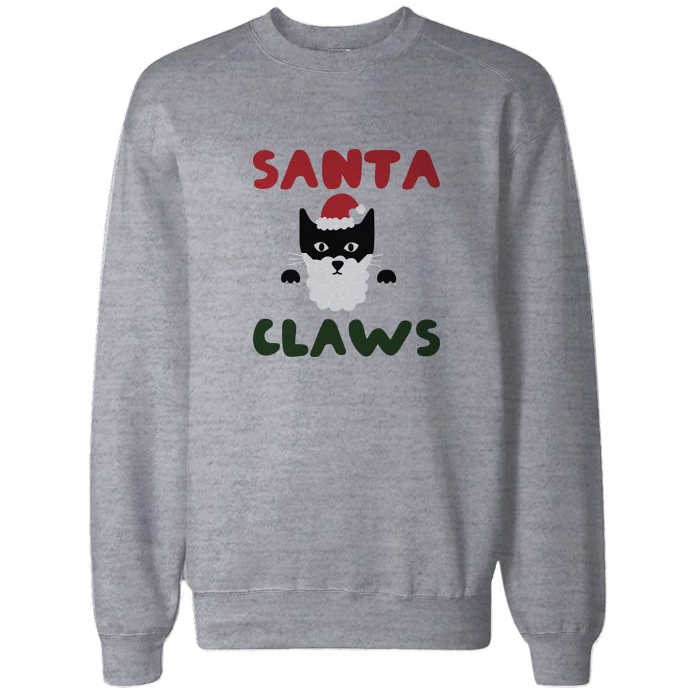 Santa Claws Funny Holiday Sweatshirt Cute Christmas Pullover Fleece