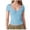 65Light Blue394, variant on Women's Summer T Shirts With Knotted Front Crop Tees Double Lined Short Sleeve Square Collar Fitted T-Shirt Soft Top L