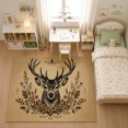 thumbnail image 3 of Gelasgo Rustic Deer Head Soft Velvet Area Rug, Woodland Animal Botanical Wreath Floor Mat Non-Slip Washable Rectangle Rug for Living Room Bedroom, 3 of 5