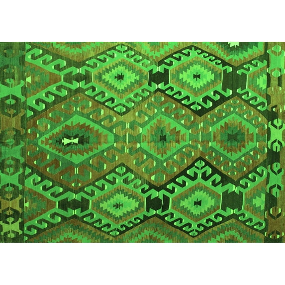 Ahgly Company Indoor Rectangle Southwestern Green Country Area Rugs, 3' x 5'